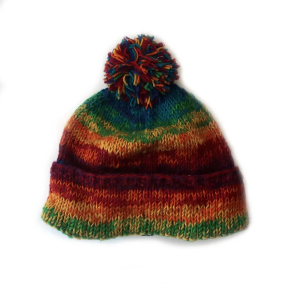 nordic knit wool bobble hat