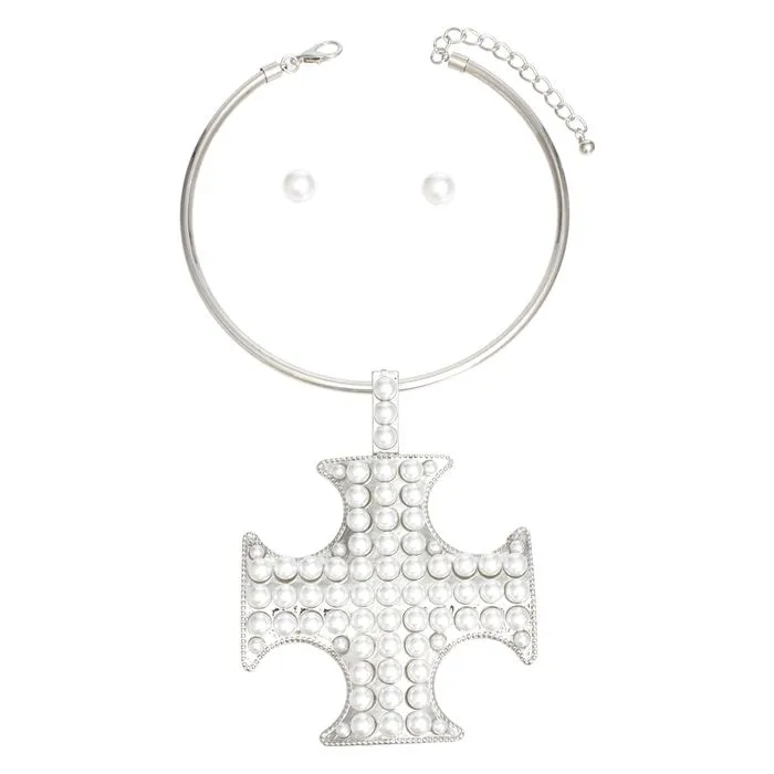Exquisite Pendant Stone Cross Pattee Necklace for Women - Luxury Jewelry Accessory