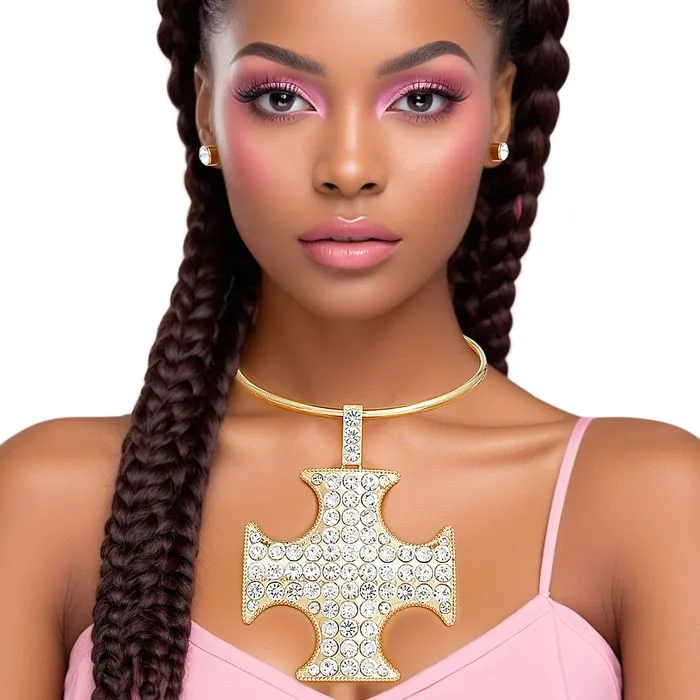 Exquisite Pendant Stone Cross Pattee Necklace for Women - Luxury Jewelry Accessory