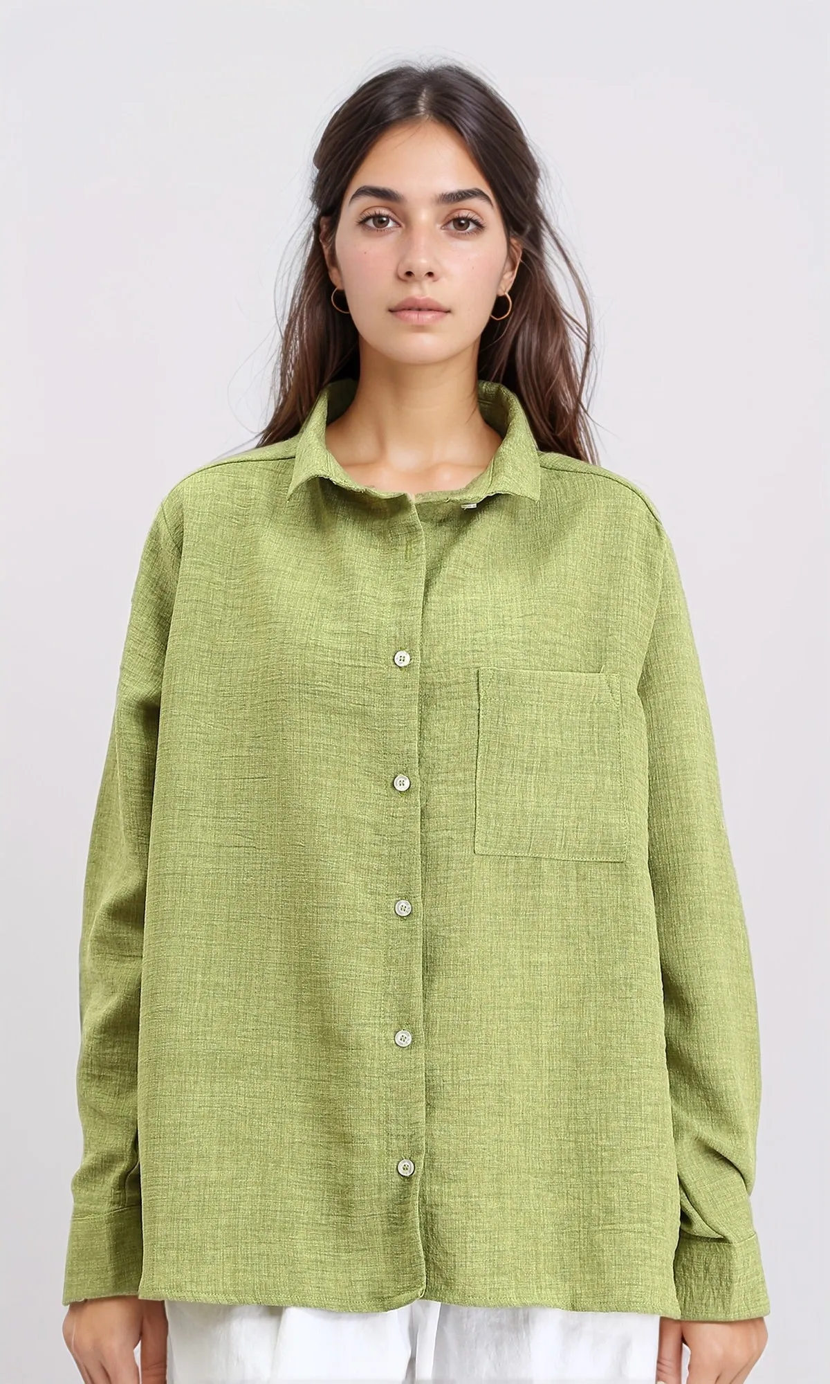 R210104 - Textured Shirt with Front Pocket - Lime