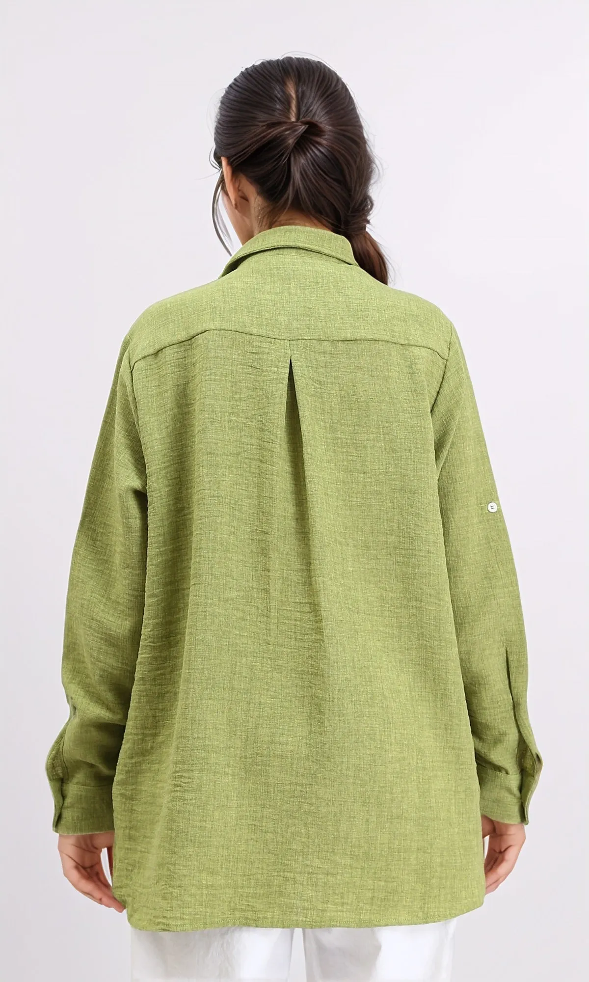 R210104 - Textured Shirt with Front Pocket - Lime
