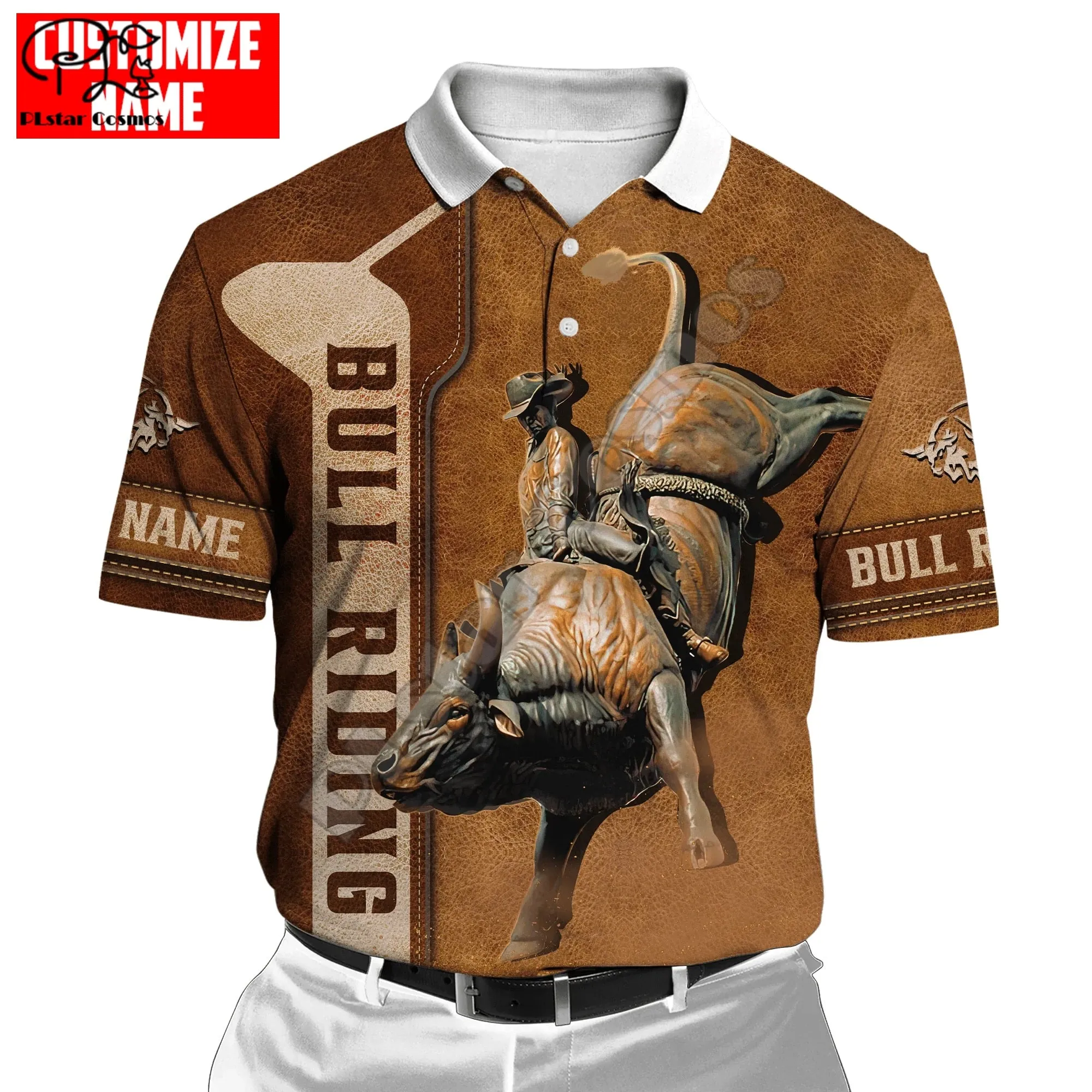 Rodeo Bull Riding Cowboy Tattoo 3DPrint Casual Polo Shirts
