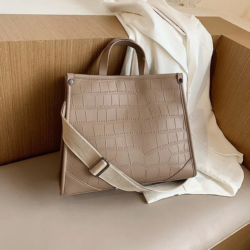 Simple Crocodile-inspired Texture Crossbody Handbags