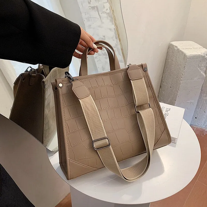 Simple Crocodile-inspired Texture Crossbody Handbags