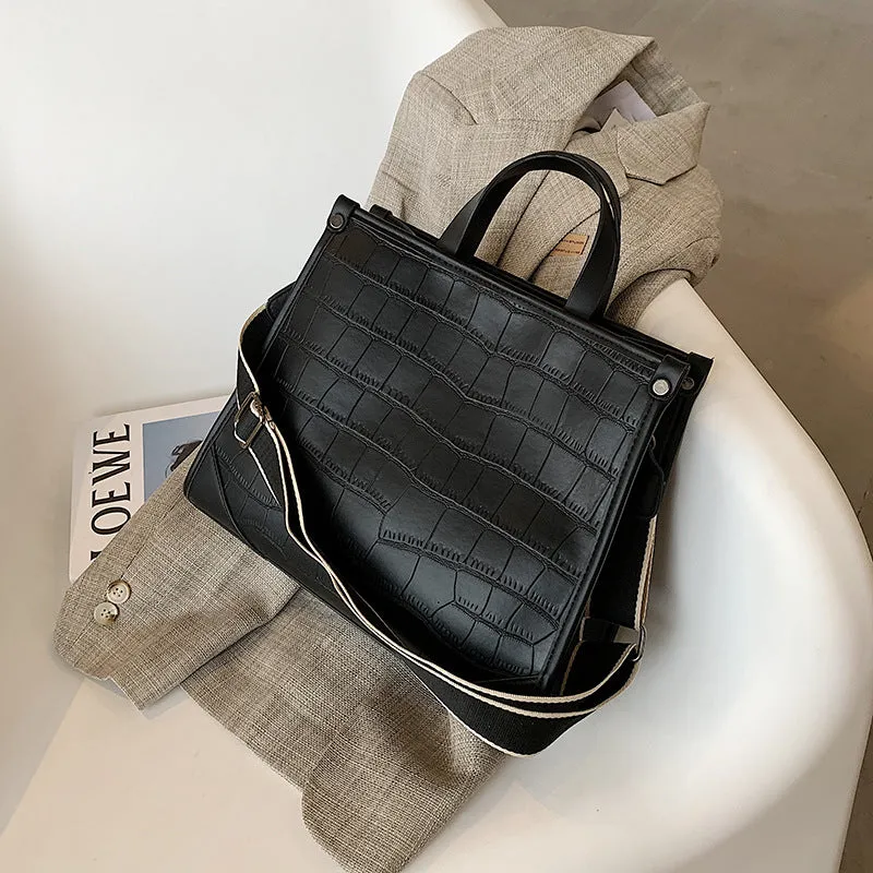 Simple Crocodile-inspired Texture Crossbody Handbags