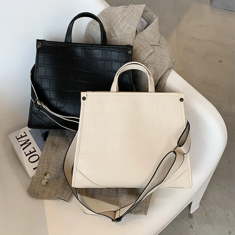 Simple Crocodile-inspired Texture Crossbody Handbags