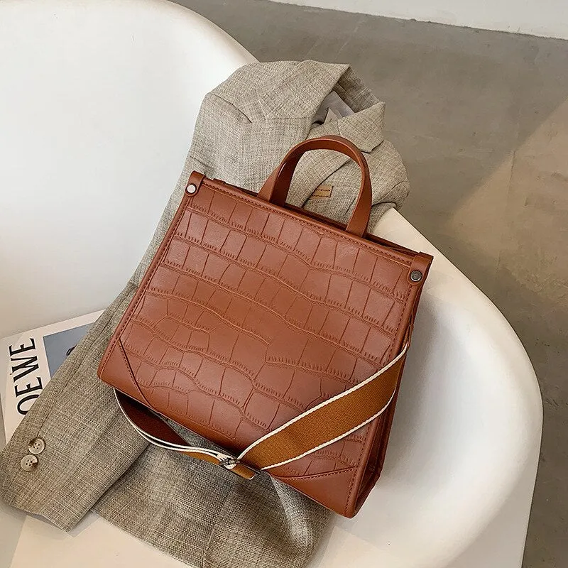 Simple Crocodile-inspired Texture Crossbody Handbags