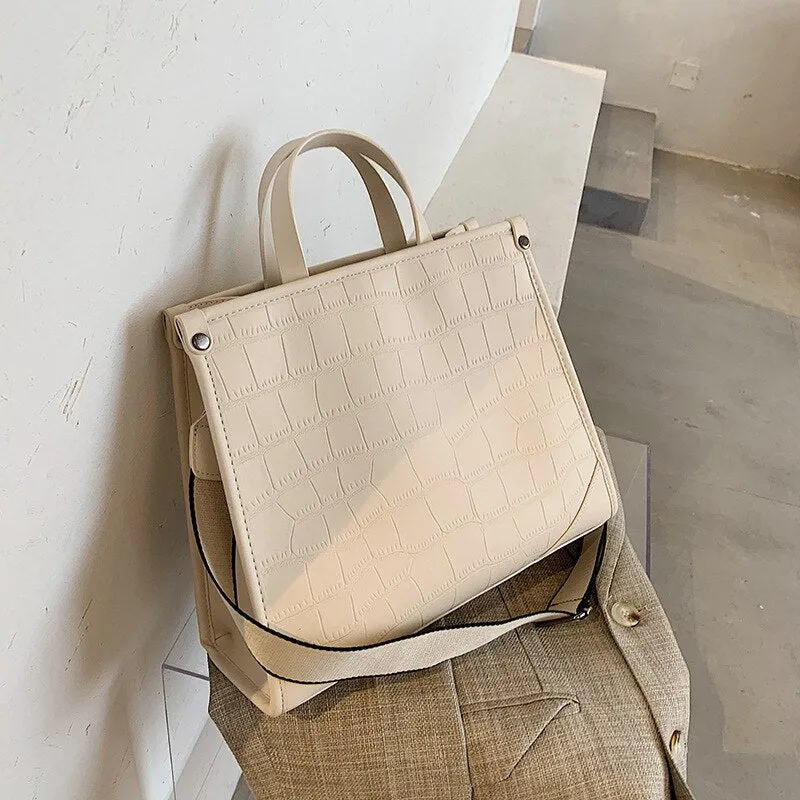 Simple Crocodile-inspired Texture Crossbody Handbags