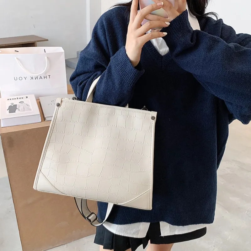 Simple Crocodile-inspired Texture Crossbody Handbags