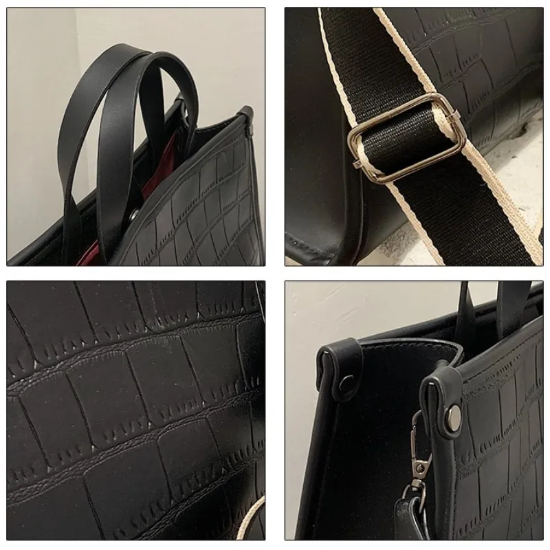Simple Crocodile-inspired Texture Crossbody Handbags