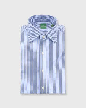 Spread Collar Dress Shirt in Blue Bengal Stripe Poplin