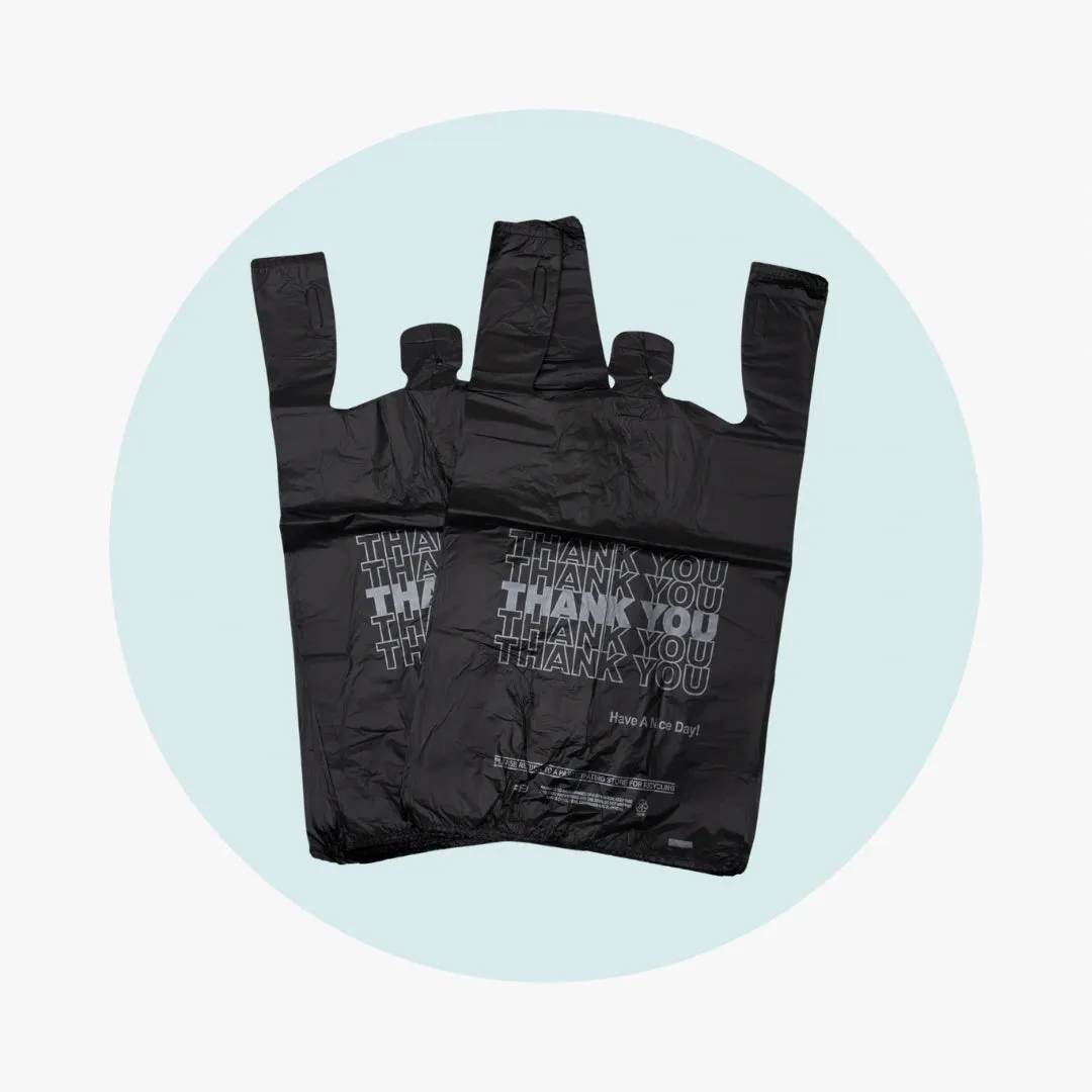 T Shirt Bags Medium 14 mic - BLACK