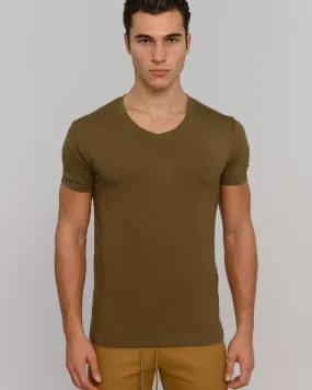 The ESNTL Olive V-Neck Tee