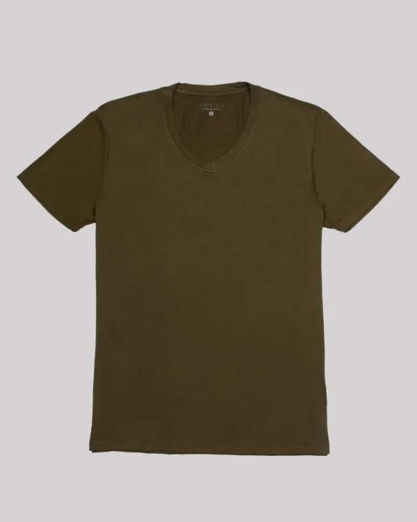 The ESNTL Olive V-Neck Tee