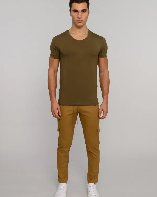 The ESNTL Olive V-Neck Tee