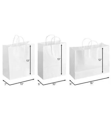White Shopper Bags With Handle - LARGE