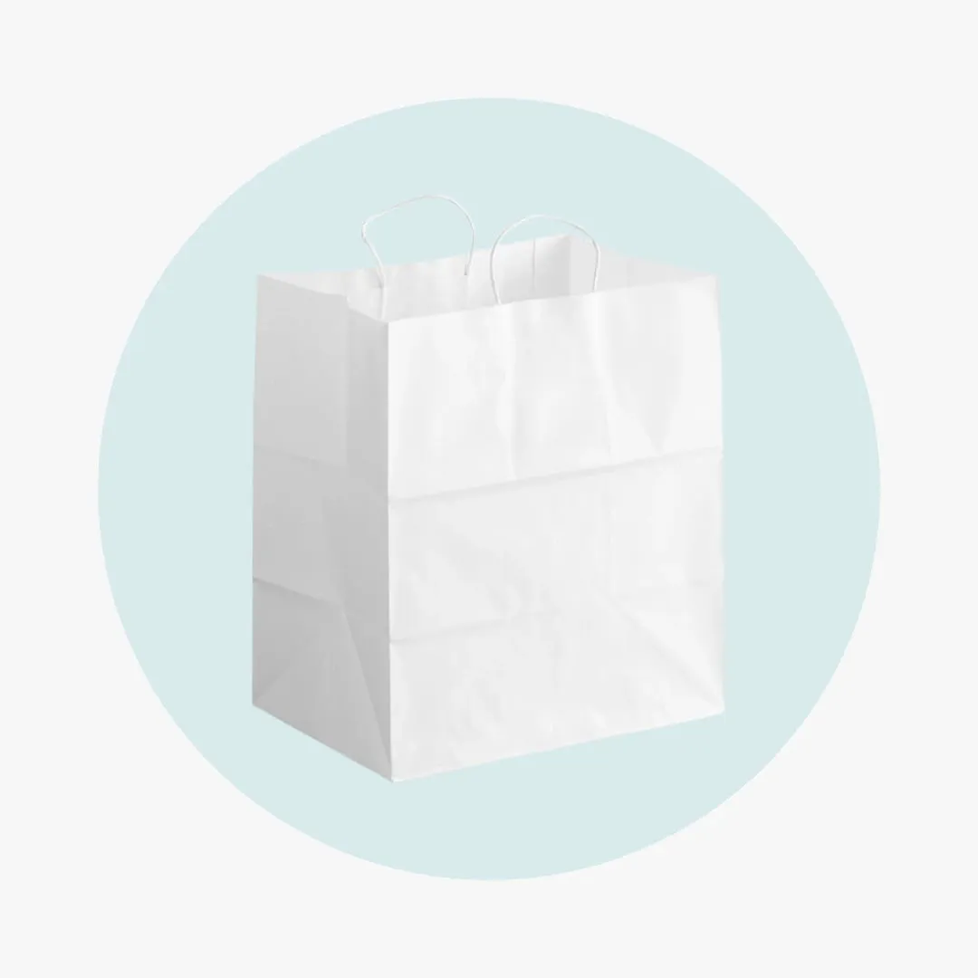 White Shopper Bags With Handle - LARGE