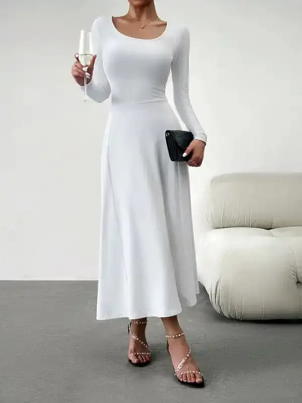Women’s Fashion Casual Elegant Waisted Long Sleeve Dress