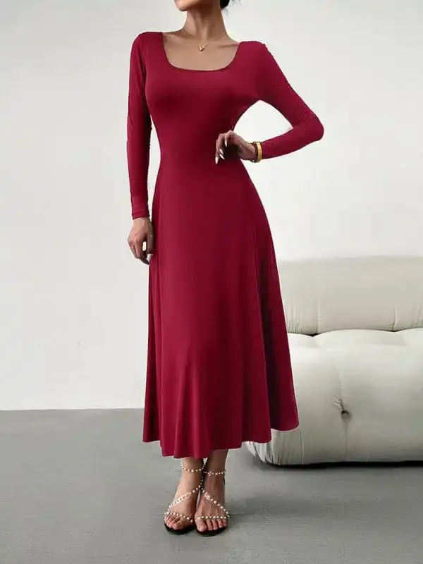 Women’s Fashion Casual Elegant Waisted Long Sleeve Dress