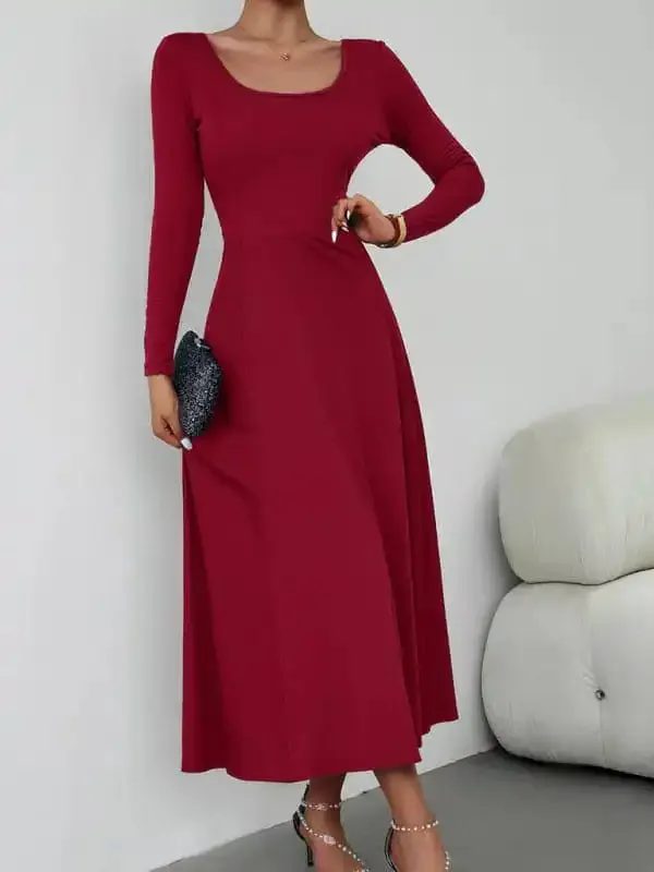 Women’s Fashion Casual Elegant Waisted Long Sleeve Dress