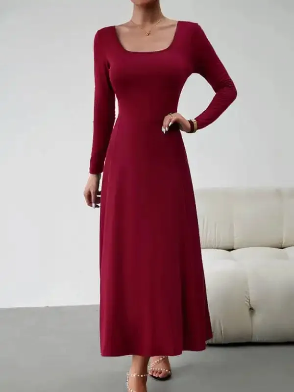 Women’s Fashion Casual Elegant Waisted Long Sleeve Dress