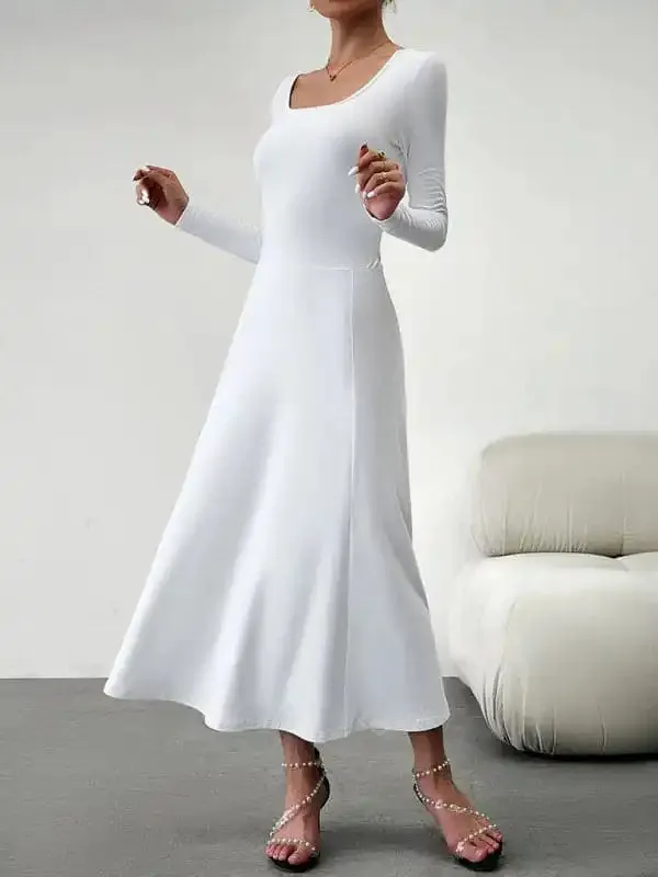 Women’s Fashion Casual Elegant Waisted Long Sleeve Dress