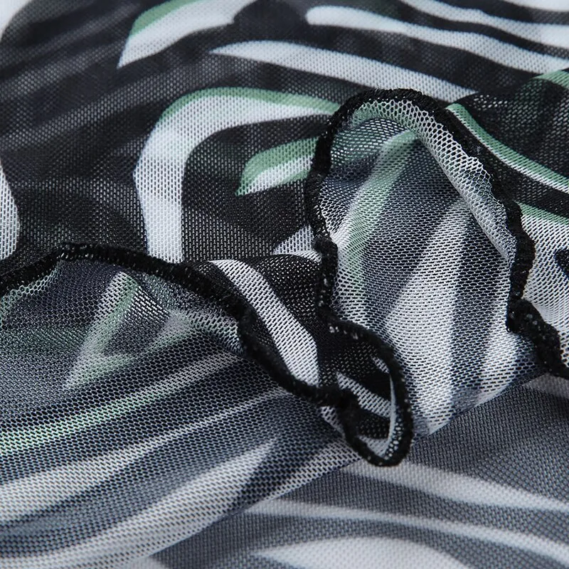 Zebra Animal Striped Print Sexy Transparent Mesh Summer Cute Harajuku Kawaii Tees